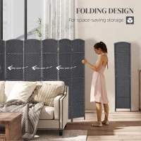 HOMCOM Folding Room Divider Screen 8 Panel 5.6' Tall Privacy Screen Freestanding Room Partition for Home Office, Charcoal Gray(m-5)