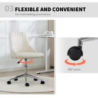 Vinsetto Vanity Chair for Makeup, Velvet Comfy Office Chair with Adjustable Height, Swivel Wheels for Bedroom, Living Room, Cream(m-6)