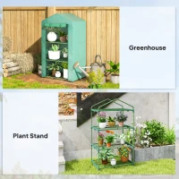 Outsunny 3 Tier Mini Greenhouse, Portable Flower Stand with Shelf Clips, Indoor Greenhouse with Steel Frame, Green(m-7)