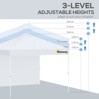 Outsunny 10' x 10' Pop Up Canopy Tent with Adjustable Height, 1 Sidewall, and Wheeled Carry Bag for Outdoor, Garden, Patio, White(m-4)