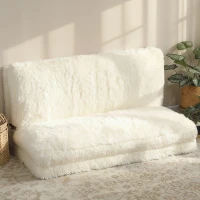 HOMCOM Bean Bag Floor Sofa Bed, Contemporary Plush Wide Folding Floor Mattress, Foam Filling Wall Couch Sleeper, Cream White(m-2)