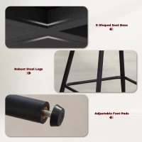 HOMCOM Set of 2 Counter Height Barstools, Upholstered Linen Bar Stools with Backrest, Footrest and Steel Legs, Cream White(m-6)