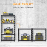 HOMCOM Heavy Duty Garage Shelf, 4-Tier Metal Shelving Unit, Industrial Utility Shelves with Steel Frame and Adjustable Shelves for Garage, Warehouse, Basement, Black and Brown(m-5)