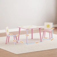 Qaba 3-Piece Kids Toddler Table and Chair Set Furniture for Boys and Girls Aged 3-8, Bedroom, Nursery, Playroom, Pink(m-3)