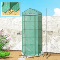Outsunny 5 Tier Mini Greenhouse, Portable Outdoor Flower Stand with Shelf Clips, Indoor Greenhouse with Steel Frame, Transparent, 27.25" x 19.25" x 76", Green(m-3)