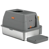 PawHut XL Stainless Steel Cat Litter Box, 80L Kitty Litter Box with Front/Top Entry, Trapping Step, Scoop, for Large Big Cats(m-2)