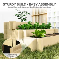 Outsunny 3 Tier Raised Garden Bed, Water Draining Fabric for Soil, Elevated Wood Flower Box for Vegetables, Herbs, Natural(m-6)