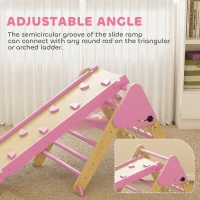 Qaba 8-in-1 Pikler Triangle Set, Foldable Wooden Climbing Toys with Arch, Ramp and Ladder for Ages 18-48 Mouths, Pink(m-6)