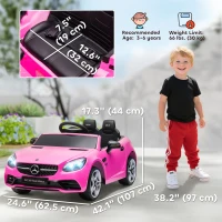 Aosom 12V Ride On Car with Parent Remote Control Two Motors Music Lights Suspension Wheels for 3-6 Years Pink(m-3)