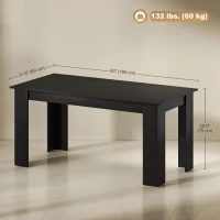 HOMCOM 63" Kitchen Table for 4-6 People, Dining Table with Wood Effect for Dining Room, Black(m-3)
