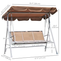 Outsunny 3-Seater Patio Swing, Outdoor Swing Chair, A Frame Porch Swing with Canopy Garden Hammock Glider Bed, Brown(m-3)