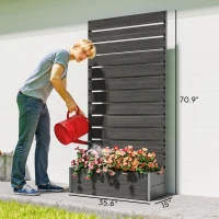 Outsunny Trellis Planter for Climbing Plants, Raised Garden Bed with Trellis, Planter Box for Outdoor Garden, Black(m-3)