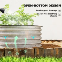 Outsunny Set of 2 Raised Garden Bed, Metal Planter Box with Safety Edging, Easy-to-assemble Stock Tank 2'x2'x1' Silver(m-5)