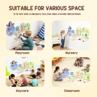 Qaba Caterpillar Montessori Busy Board, 7 in 1 Sensory Wall for Playroom Nursery Classroom, for Toddlers 3+ Years(m-7)