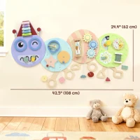 Qaba Caterpillar Montessori Busy Board, 7 in 1 Sensory Wall for Playroom Nursery Classroom, for Toddlers 3+ Years(m-3)