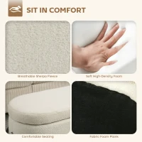 HOMCOM Storage Ottoman with Lift-Up Lid and Steel Legs, 45 Inches Sherpa Fleece Storage Chest for Living Room, Cream White(m-6)