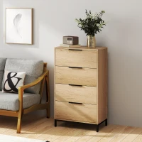 HOMCOM Dresser for Bedroom, 4 Drawer Dresser Tower, Chest of Drawers for Hallway, Entryway, Closet, Natural(m-9)