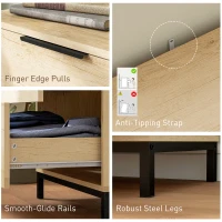 HOMCOM Dresser for Bedroom, 4 Drawer Dresser Tower, Chest of Drawers for Hallway, Entryway, Closet, Natural(m-5)