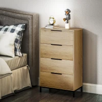 HOMCOM Dresser for Bedroom, 4 Drawer Dresser Tower, Chest of Drawers for Hallway, Entryway, Closet, Natural(m-1)