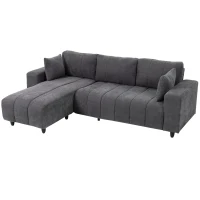 HOMCOM Sectional Couch with Integrated Seat, 3 Seater L-Shaped Sofa with Changeable Chaise, Spring Cushion, 2 Pillows, Grey(m-11)
