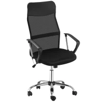 HOMCOM Ergonomic Mesh Office Chair, High Back Computer Desk Chair with Adjustable Height, Tilt Function, Armrest, 360° Swivel for Home Office, Black(m-2)
