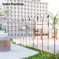 Outsunny Outdoor Metal Garden Fence Panels, Border Edging for Yard, Patio, 8 Pack, Scrollworks and Spears(m-6)