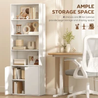 HOMCOM 4-Tier Open Bookshelf with Doors Modern Home Office Bookcase Storage Cabinet for Living Room Bathroom Study, White(m-4)