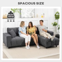 HOMCOM Sectional Couch with Integrated Seat, 3 Seater L-Shaped Sofa with Changeable Chaise, Spring Cushion, 2 Pillows, Grey(m-7)