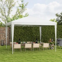 Outsunny 10x10ft Party Tent Portable Gazebo, Folding Garden Canopy Event Shelter Outdoor Sunshade White(m-9)