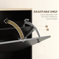 HOMCOM Shoe Storage with 3 Flip Drawers and Adjustable Shelves, Entryway Shoe Storage Cabinet for 24 Pairs of Shoes, Black(m-5)