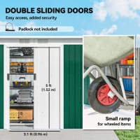 Outsunny 9' x 4' Garden Tool Shed Metal Storage Shed Outdoor Equipment Tool Box with Foundation Kit, Ventilation & Doors, Dark Green(m-5)