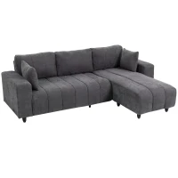 HOMCOM Sectional Couch with Integrated Seat, 3 Seater L-Shaped Sofa with Changeable Chaise, Spring Cushion, 2 Pillows, Grey(m-2)