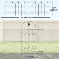 Outsunny Outdoor Metal Garden Fence Panels, Border Edging for Yard, Patio, 8 Pack, Scrollworks and Spears(m-3)