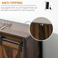 HOMCOM Industrial Sideboard, Buffet Cabinet with Sliding Barn Doors, Storage Cabinets and Adjustable Shelves for Living Room, Kitchen, Home Bar, Rustic Brown(m-7)