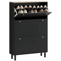 HOMCOM Shoe Storage with 3 Flip Drawers and Adjustable Shelves, Entryway Shoe Storage Cabinet for 24 Pairs of Shoes, Black(m-11)