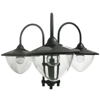 Outsunny 3-head LED Solar Light Lamp Street Light Post with Planter, Solar-powered Lamp Post, Black(m-10)