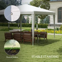 Outsunny 10x10ft Party Tent Portable Gazebo, Folding Garden Canopy Event Shelter Outdoor Sunshade White(m-7)