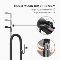 Soozier Vertical & Horizontal Bike Rack Bicycle Storage Stand with Adjustable Hooks, Fits 6"-28" and 700c Bikes(m-6)