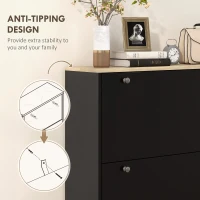 HOMCOM Shoe Storage with 3 Flip Drawers and Adjustable Shelves, Entryway Shoe Storage Cabinet for 24 Pairs of Shoes, Black(m-7)