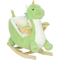 Qaba Baby Rocking Horse, Kids Ride On Dragon Toy with Realistic Dragon Roar and Safety Belt for Kids 18–36 Months, Green(m-11)