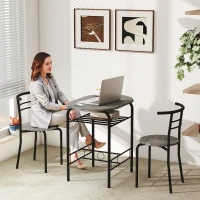 HOMCOM Dining Table Set of 3, 31.5" Kitchen Table and Chairs Set for 2 with Shelf, for Small Space, Dining Room, Living Room(m-7)