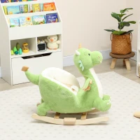 Qaba Baby Rocking Horse, Kids Ride On Dragon Toy with Realistic Dragon Roar and Safety Belt for Kids 18–36 Months, Green(m-9)