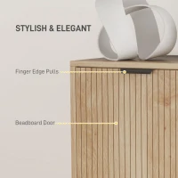 HOMCOM Accent Cabinet with Doors & Adjustable Shelf, Freestanding Storage Cabinet with Wood Legs for Living Room, Oak(m-6)