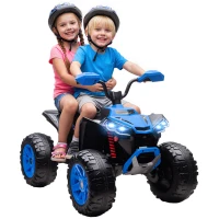 Qaba 2-Seater All-Terrain 4 Wheeler, 24V Kids ATV Ride-On, Electric Quad Car with Dual Motor, for Boys and Girls, Blue(m-11)