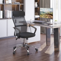 HOMCOM Ergonomic Mesh Office Chair, High Back Computer Desk Chair with Adjustable Height, Tilt Function, Armrest, 360° Swivel Office, Black