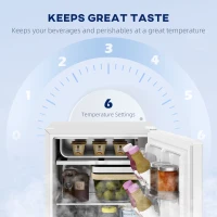HOMCOM 2.5 Cu.Ft Mini Fridge, Single Door Compact Refrigerator with Freezer, Adjustable Thermostat, Reversible Door, White(m-6)