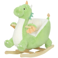 Qaba Baby Rocking Horse, Kids Ride On Dragon Toy with Realistic Dragon Roar and Safety Belt for Kids 18–36 Months, Green