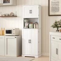 HOMCOM 71.5" Tall Pantry Cabinet, Farmhouse Kitchen Storage Cabinet with Adjustable Shelves, 8 Door Spice Racks, White(m-10)