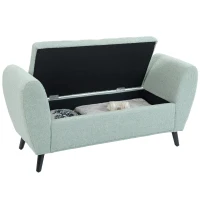 HOMCOM Upholstered Storage Bench with Arms, Modern Ottoman Bench for Bedroom, Entryway, and Living Room, Green(m-11)