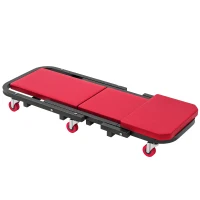 HOMCOM Automotive Z Creeper Seat, 2-in-1 330 lbs Rolling Garage Mechanic Creeper & Stool with Pad, 6 Wheels, Red(m-2)